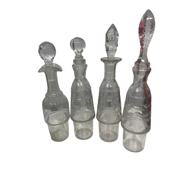 Wilcox? 5 etched glass bottle cruet Condiment Set castor silver plated antique? - Picture 9 of 12